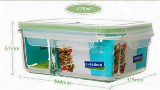 Hộp thủy tinh đựng thực phẩm 2 ngăn Glasslock MCRK-067 670ml