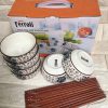 Bộ 6 chiếc bát hoa mai kèm 6 đôi đũa phong cách Nhật - Quà tặng Ferroli