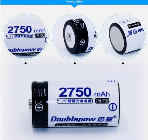 Vỉ 02 pin sạc cỡ trung Doublepow C 2750mah - Hình ảnh 4