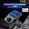 Tẩu sạc nghe nhạc bluetooth phát FM T43 hỗ trợ sạc nhanh