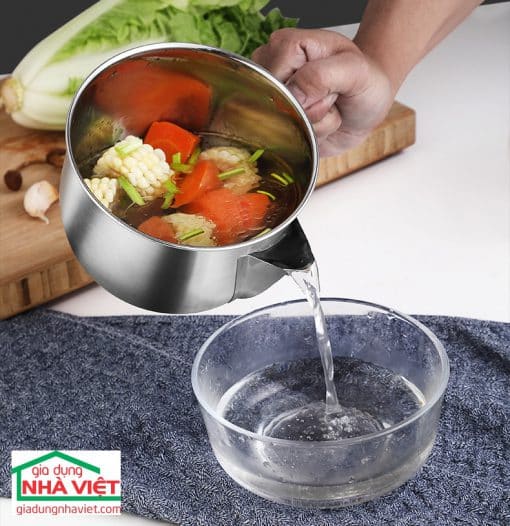 Nồi nấu canh lọc dầu inox Kaiwang SUS304 1.3L