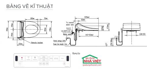 Nắp rửa điện tử American Standard WP-7SR1 Pristine Star bảng điều khiển rời - Hình ảnh 4