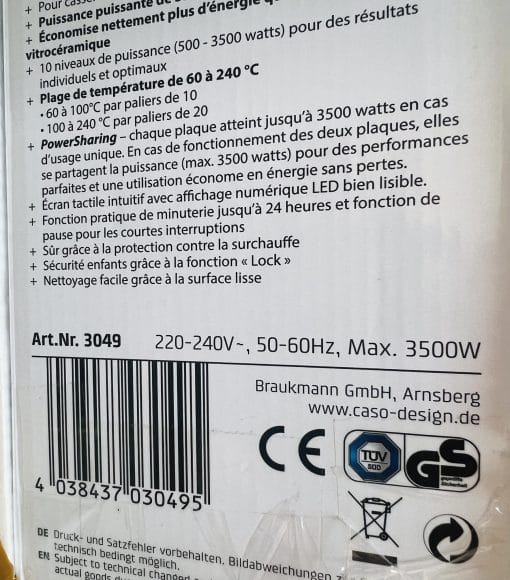 Bếp từ đôi đặt dương hoặc đặt âm CASO DuoChef 3500 - hàng Đức - Hình ảnh 7