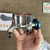 Vòi nước khóa nước inox SUS 304 2 đầu vòi ra