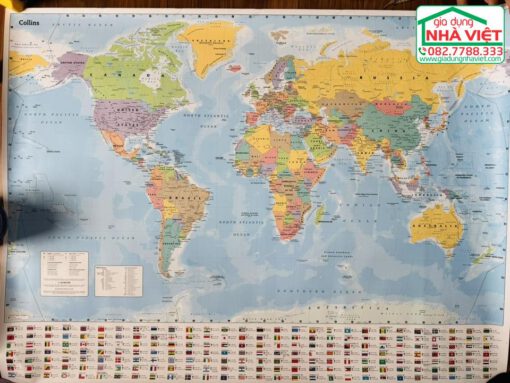 Bản đồ thế giới Collins 70cm x 95cm – Collins World Wall Laminated Map ...