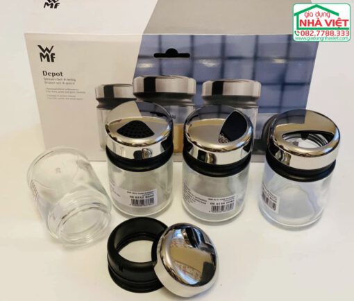Bộ 4 lọ đựng gia vị bằng thuỷ tinh WMF 06 6158 6040