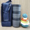 Bộ hộp cơm giữ nhiệt Pump Vacuum Lunch Box (300ml*2, 500ml*1, đũa, thìa, túi) LocknLock LHC8052S01