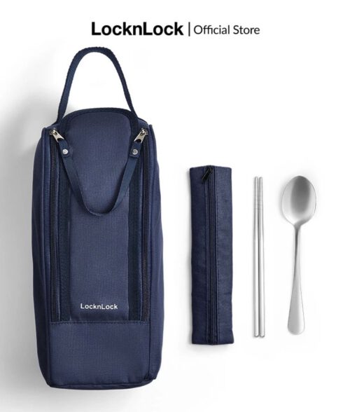 Bộ hộp cơm giữ nhiệt Pump Vacuum Lunch Box (300ml*2, 500ml*1, đũa, thìa, túi) LocknLock LHC8052S01 - Ảnh 9