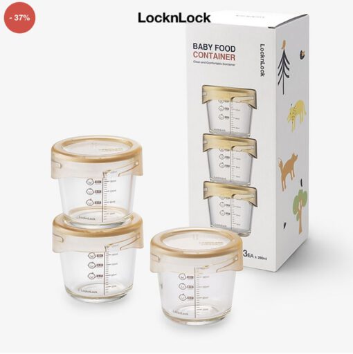 Bộ hộp đựng thức ăn cho bé bằng thuỷ tinh LocknLock LLG542S3IVY - Ảnh 9