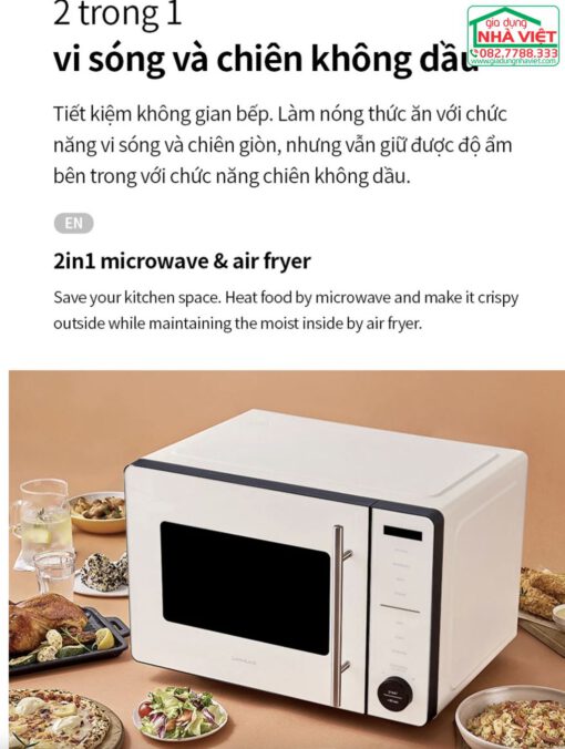 Lò chiên không dầu kết hợp lò vi sóng 22L Locknlock Rangefryer EJF294IVY - Ảnh 13
