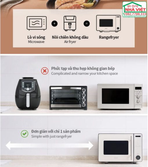 Lò chiên không dầu kết hợp lò vi sóng 22L Locknlock Rangefryer EJF294IVY - Ảnh 14