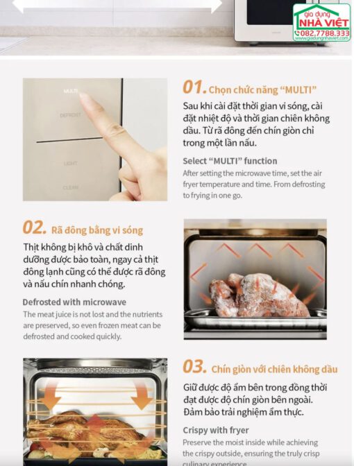 Lò chiên không dầu kết hợp lò vi sóng 22L Locknlock Rangefryer EJF294IVY - Ảnh 16