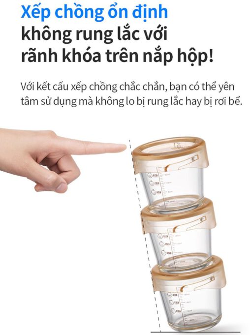 Bộ hộp đựng thức ăn cho bé bằng thuỷ tinh LocknLock LLG542S3IVY - Ảnh 26