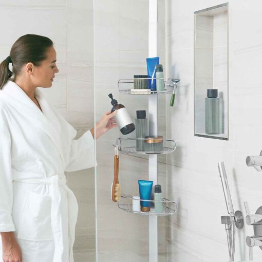 Giá kệ góc treo dụng cụ nhà tắm loại chống sàn và trần Simplehuman BT1062