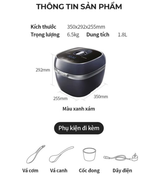 Nồi cơm điện cao tần áp suất 1.8L LocknLock EJR526GRY - Ảnh 4