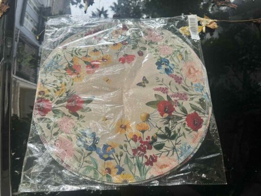 Bộ 6 tấm lót bàn ăn hình tròn 38cm hoạ tiết hoa Keva - Ảnh 8