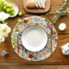 Bộ 6 tấm lót bàn ăn hình tròn 38cm hoạ tiết hoa Keva