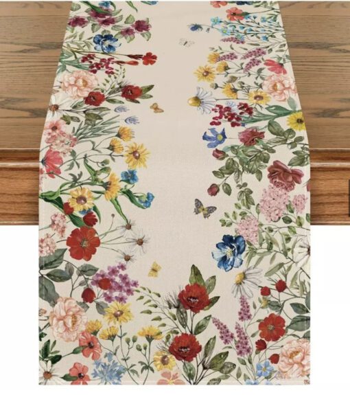 Tấm lót bàn ăn trung tâm 30x180cm hoạ tiết hoa Keva - Ảnh 2
