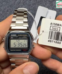 Đồng hồ điện tử Casio A158WA 1DF Unisex vỏ kim loại chính hãng