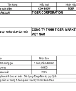 Nồi áp suất điện 2.5L TIGER COK-B40W - Made in Japan - Ảnh 13